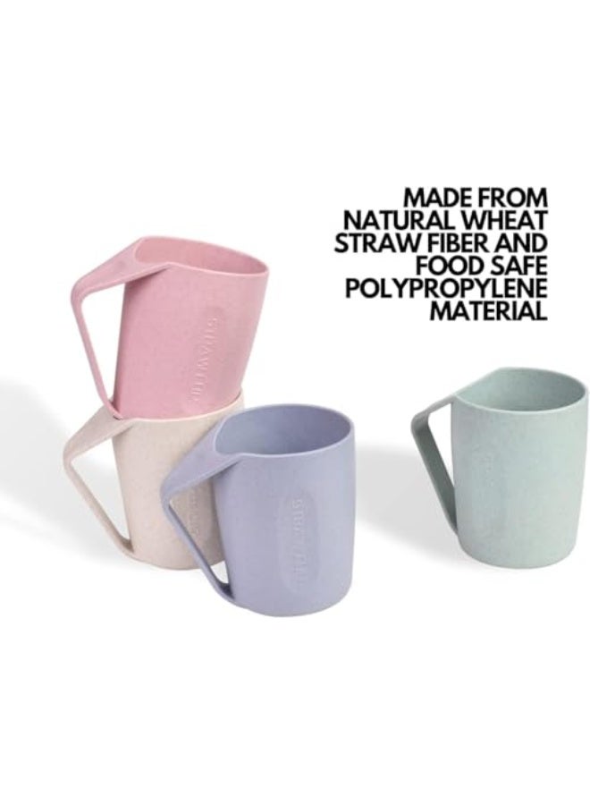 CLENEA 4 Pack Wheat Straw Mugs, Unbreakable Coffee Mugs, 13.5 oz Biodegradable Mug Set, Retro Eco-friendly Wheat Straw Lightweight Cup for Water, Coffee, Milk, Tea - Image 5